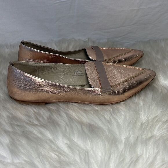 Boden Abbie Gold Pointed Toe Loafer Style Flats Sz 39/8 - Picture 5 of 7